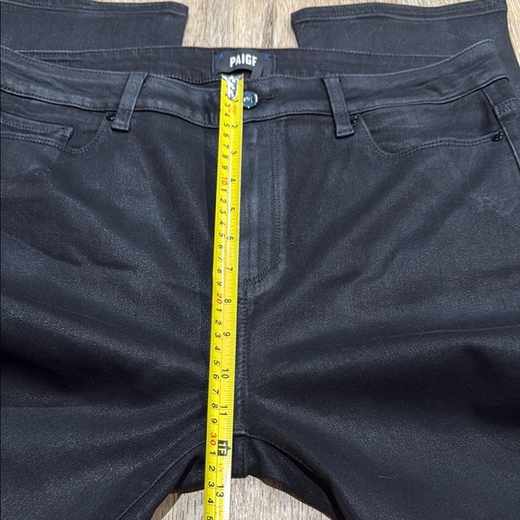 PAIGE Cindy Cropped Size 32 Black Straight Leg High Rise Jeans Sleek Design - Picture 4 of 13